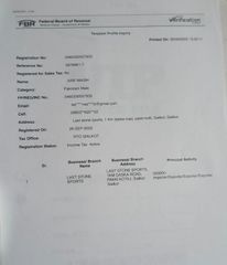 FBR certificate from Last Stone Sports