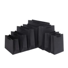 Customize Logo Black Luxury Shopping Tote Paper Bags with Ribbon Handles - Image 5