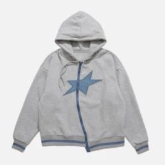 High Quality Warm Fleece Star Patchwork Irregular Zip Hoody - Guangzhou Shangshang Industrial Co., Ltd.