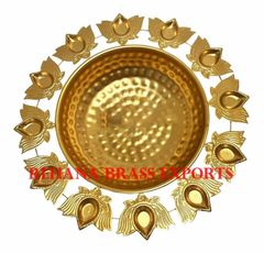 Brass Lotus Urli Shape Round Color Golden Diameter 14 INCH Depth 2 To 3 inch Design Lotus Shape Material Mild Steel Finish Antique - Image 6