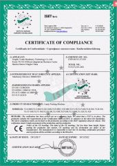 CE CERTIFICATE OF CANDY PACKING MACHINE certificate from Ningbo Youlu Machinery Technology Co., Ltd.