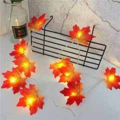 Custom Gold Maple Garland Vine Falling Leaves Halloween Christmas LED String Light - Image 1