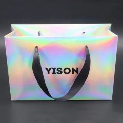 Custom Shopping Holographic Paper Bags Packaging for Gift - Image 2
