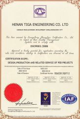 ISO 9001 - 2008 certificate of Henan Tiga Engineering Co., Ltd. – certificate photo, supplier certificates section