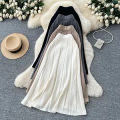 Premium Knitted Skirt Women Autumn Winter New Elastic Waist Slim Fit Elegant Bodycon Sweater Skirt MID Length Warm Fashion Knitwea - Mingteng Clothing Factory Ltd.