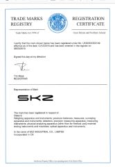 SKZ Trademark certificate from SKZ International Co., Ltd.