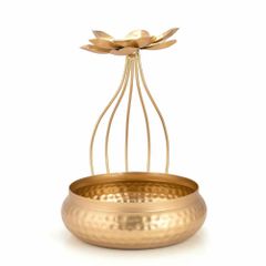 Flower Metal Urli, Material: Iron, 12 Inch Color Golden Framing Iron Material Iron Finish Polished Capacity 600 ML Diameter 12 - Image 4