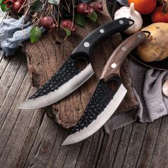 11 Inch Chef Butcher Meat Cleaver Wood Handle Knives with Leather Sheath - Image 1
