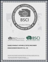 BSCI certificate from Henan Gondor Machinery Co., Ltd.
