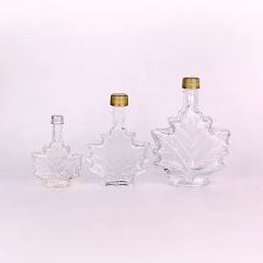 Empty 50ml 100ml 250ml Maple Leaf Shape Glass Syrup Bottles - Image 1