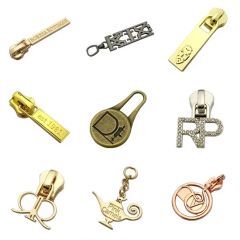 Exquisite Logo Shape Custom Decorative Zipper Pullers Double Gold Puller Slider Made - Image 3