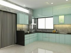 Acrylic Glass Kitchen Designing Service Texture Glossy Appearance Modern Maintenance Easy To Clean Kitchen Shape L Shaped - Image 1
