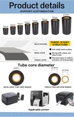Customizable 110mm*74m Black Resin Printer Ribbons Carbon TTR Scratch Proof Ribbon for Barcode Stickers - Image 6