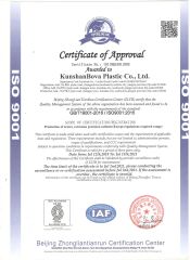 ISO 9001 certificate from Kunshan Bova Plastic Co., Ltd.