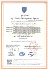Quality Management System Certification (English) certificate from Henan Qianmu Machinery Equipment Co., Ltd.
