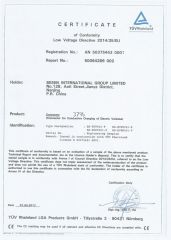 CERTIFICATE of CONFORMITY LOW VOLTAGR DIRECTIVE certificate from BESEN INTERNATIONAL GROUP LIMITED