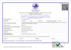 SPICES BOARD of INDIA certificate of N23 International – certificate photo, supplier certificates section