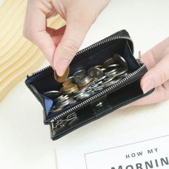 Key Wallets Ladies Litchi Pattern Cowhide Leather Mini Wallet Slim Multi Functional - Image 5