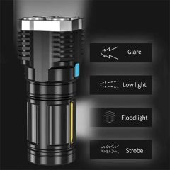Handheld Emergency Searchlight High Power Four-Cell COB LED USB Rechargeable Flashlight Camping Searchlights Hunting Torch Light - Image 3