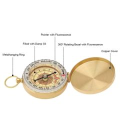 Survival Compass Metal Sighting Compass Mini Portable Copper Waterproof Luminous Navigation Multifunctional Retro Flip Compass - Image 3