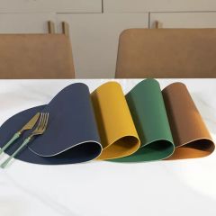 Hot Selling Leather Placemats Factory Oval Shape Dining Table Mat PVC Leather Place Mats Table Mat - Image 2