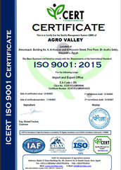 ISO certificate from agrovalleyco