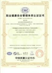 Occupational Health and Safety Management System certification certificate from Zhejiang Fujie Intelligent Equipment Co., Ltd.