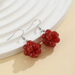 Semi Precious Natural Crystal Grape Earrings Origin Cn Color Black Shape Plants Style Fashion Trademark ETS Specification 20mm - Image 2