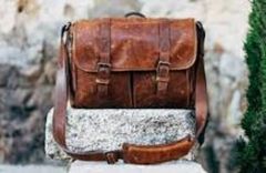Unisex Brown Leather Bags Color Brown Pattern Plain Gender Unisex Style Leather Office - Image 1
