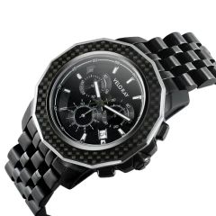 Carbon Fiber Men's Chronograph Watch with Three-Eye Design - Image 1