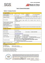 SGS certificate from Fushun Junda Wax Industry Co., Ltd.