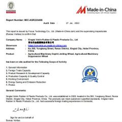 BV certificate certificate from XINGTAI VOKIN RUBBER & PLASTIC PRODUCTS CO., LTD.