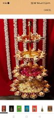 Diwali Decorative Lighting Stand Height 3 inch Material Brass Number of Diyas 3 Diyas Stand Type Single Diya - Image 1