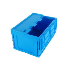 Food Grade Blue Color Foldable Plastic Box with Hinged Lid Spec Large Origin China Capacity 40-60L HS Code 39231000 Size 600*400*368mm - Qingdao Guanyu Plastic Co., Ltd.