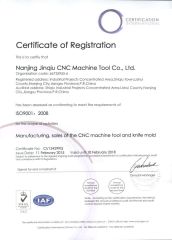 ISO9001 2008 certificate of Nanjing Jinqiu CNC Machine Tool Co., Ltd. – certificate photo, supplier certificates section