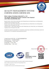 ISO9001:2015 certificate from Hebei Anduan Technology Industry Co., Ltd.