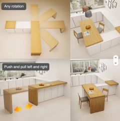 Adjustable Modern Kitchen Island Table Rotating Middle Bar Removable Dining Slide Pull Extension Retractable Table Slide - Image 4