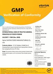 GMP certificate from Suntak Foods Manufacturing Co.,LTD