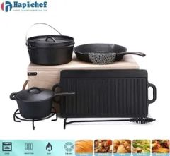 Cast Iron Dutch Oven Set Camp Cookware Set Color Black Origin China Model NO. HPDO01 Cover With cover Feature Non-Stick Material Cast Iron - Image 1