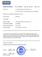 RoHS Report of B270 glass and K9 glass certificate from VY Optoelectronics Co., Ltd.