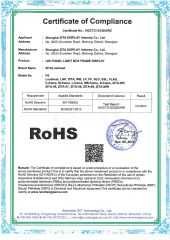 ROHS 2016 certificate from Shanghai Zita Display Industry Co., Ltd.