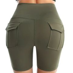 Womens Quick-Dry Yoga Shorts Sports Fitness Running Pants with Pockets - Image 4