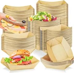 Factory Disposable Kraft Food Boat Trays, Boat Shape Food Paper Trays - Xinguokang Paper Co., Ltd