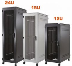 24U Mild Steel Server Racks Size 24U Color Black Capacity 24u Finish Polished Shape Rectangular Material Mild Steel Dimensions (H x W x D) 100x125x35mm - Image 1