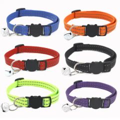 Custom Nylon Dog and Cat Collar Adjustable Reflective with Bell - Image 1