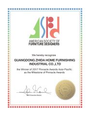 American society of furniture design certificate of GUANGDONG ZHIDA FURNISHINGS INDUSTRIAL CO., LTD – certificate photo, supplier certificates section