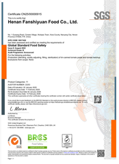SGS certificate from Henan Fanshiyuan Food Co., Ltd