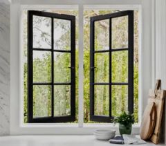 Black French Windows Aluminum Alloy Outdoor Interior Protective Metal Doors and Windows - Image 4