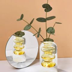 Double Wall Galss Flower Pot with Color Inner Creative Glass Vase - Image 5