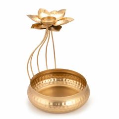 Flower Metal Urli, Material: Iron, 12 Inch Color Golden Framing Iron Material Iron Finish Polished Capacity 600 ML Diameter 12 - Image 2